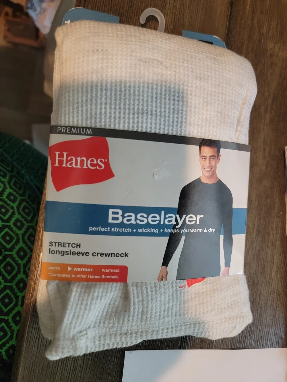 Hanes Men's White Baselayer Long Sleeve Crewneck Shirt